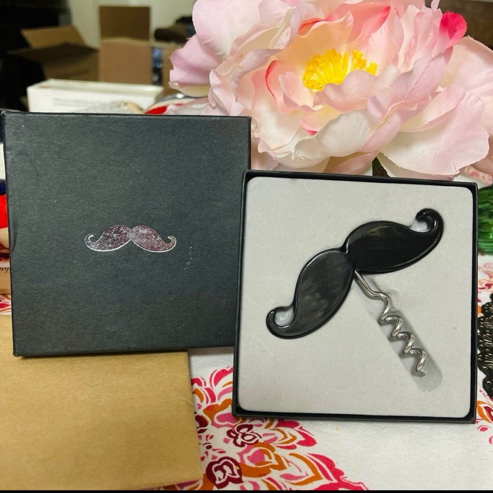 Mustache Corkscrew & Bottle Opener Black